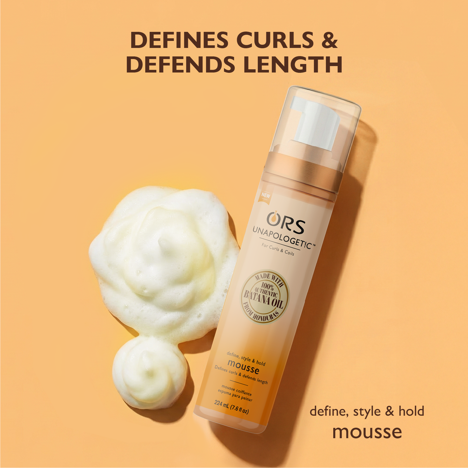 Organic Root Stimulator Unapologetic Define Style & Hold mousse boucles 7.6 oz