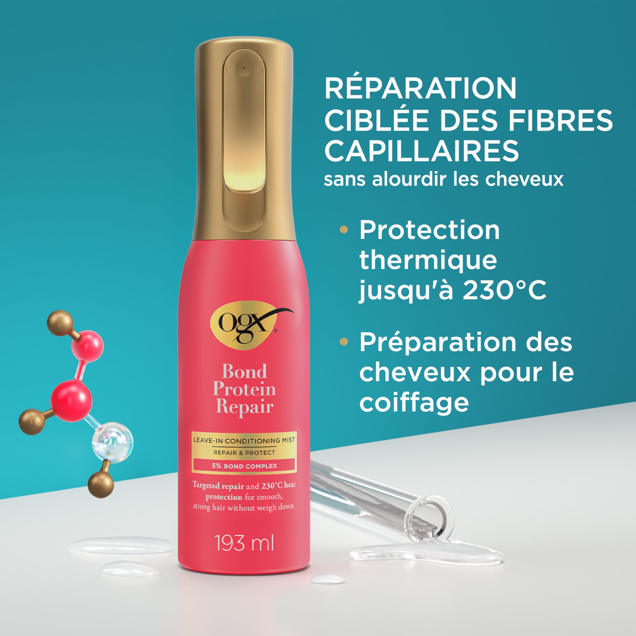 OGX Bond Protein Repair Brume Thermoprotectrice 193 ml 230°C