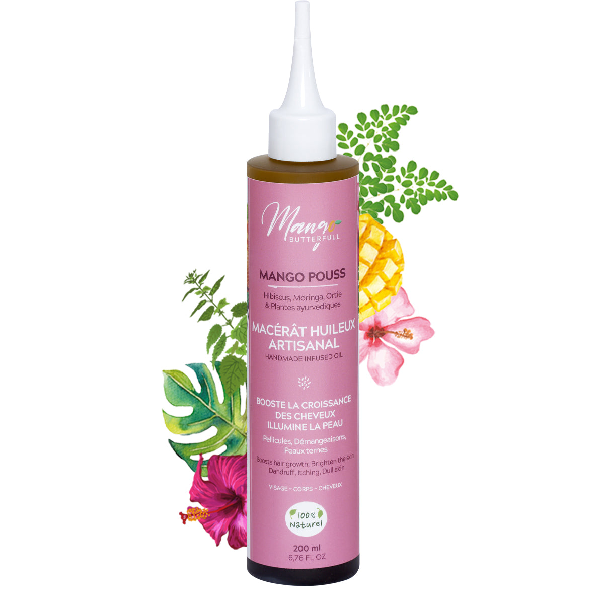 Mango Butterfull MANGO POUSS Huile cheveux 100ml hibiscus