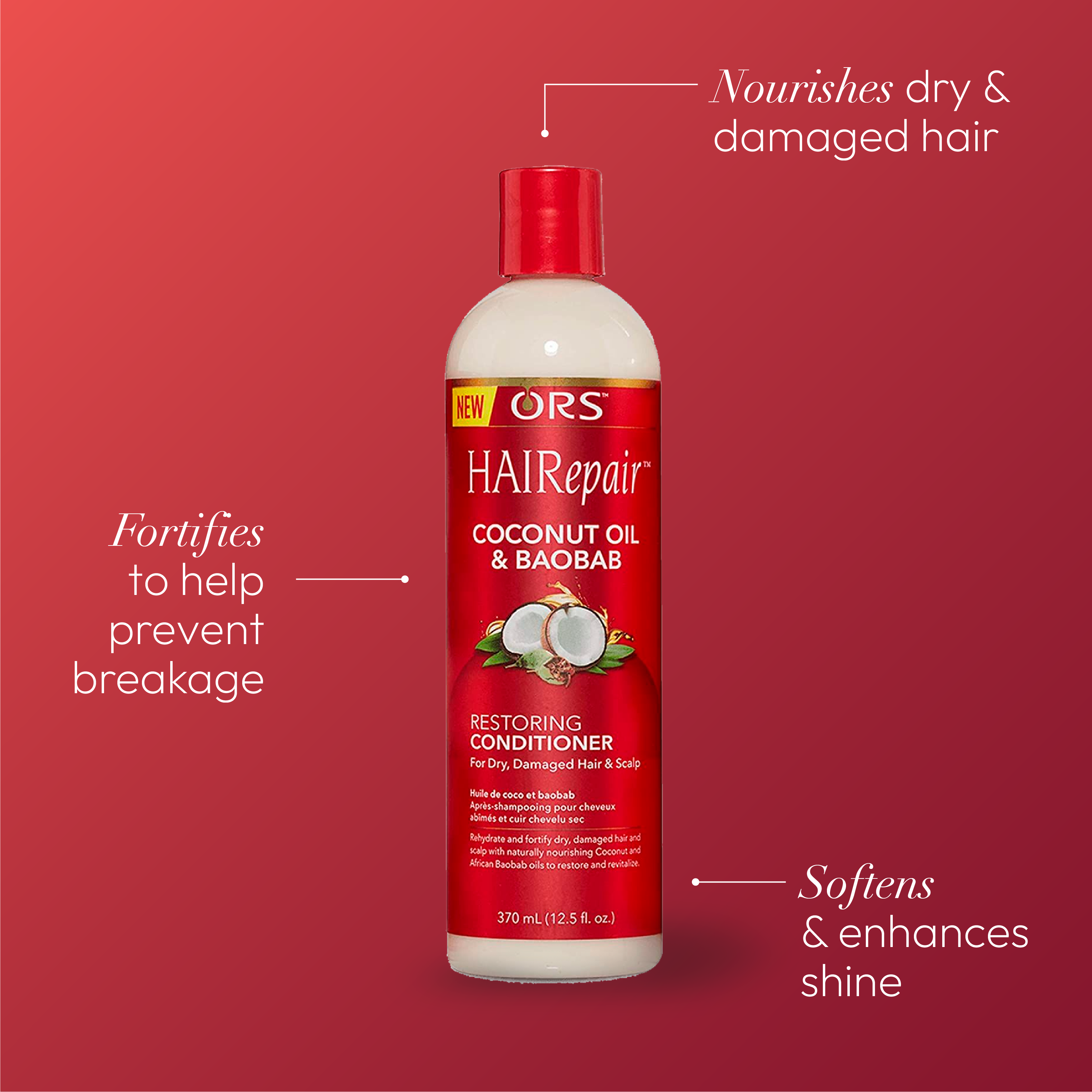 ORS HAIRepair après-shampoing coco baobab cheveux secs 12.5 oz