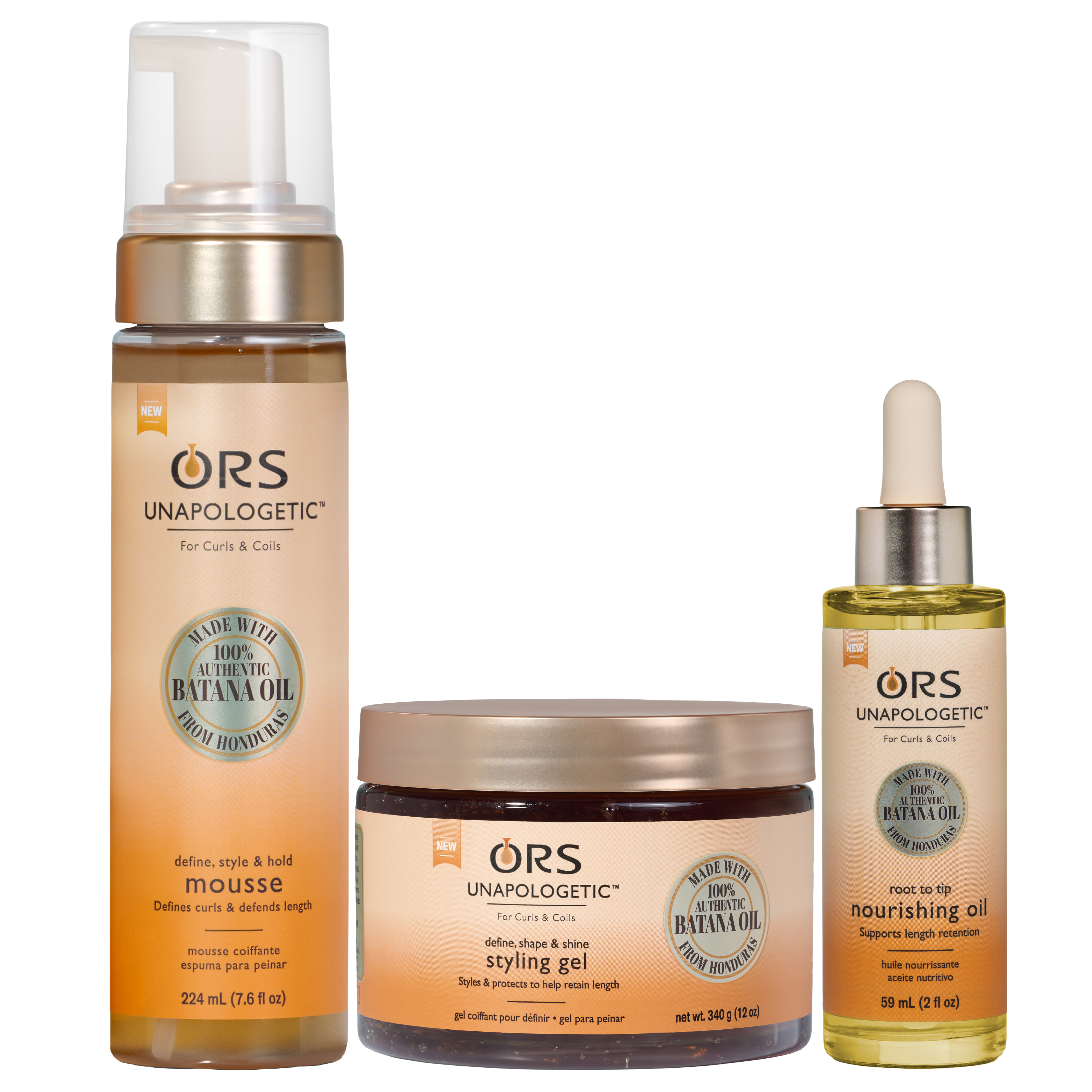ORS Unapologetic coffret boucles mousse gel huile batana