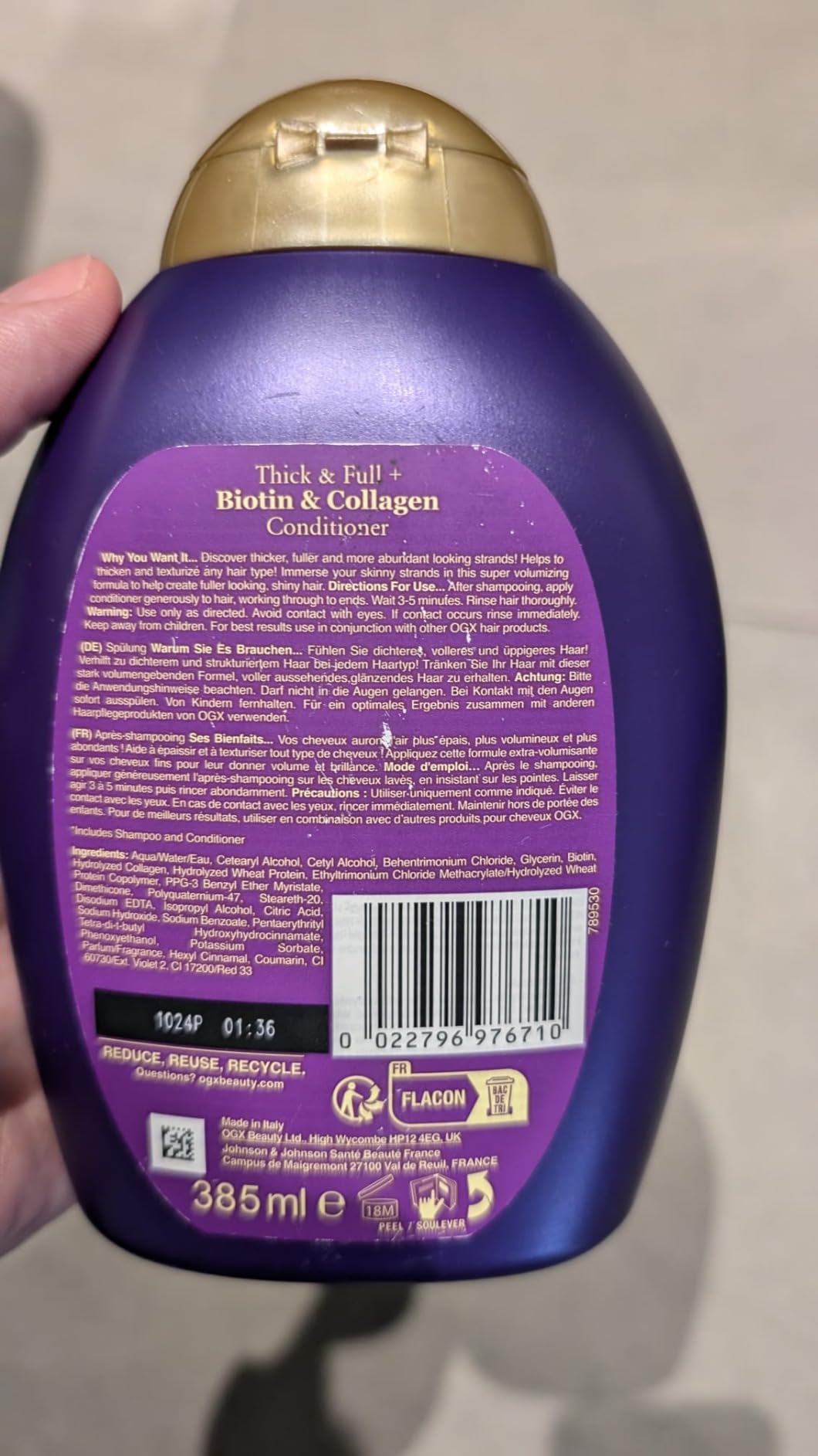 OGX Biotin & Collagen après-shampooing 385 ml volume fins