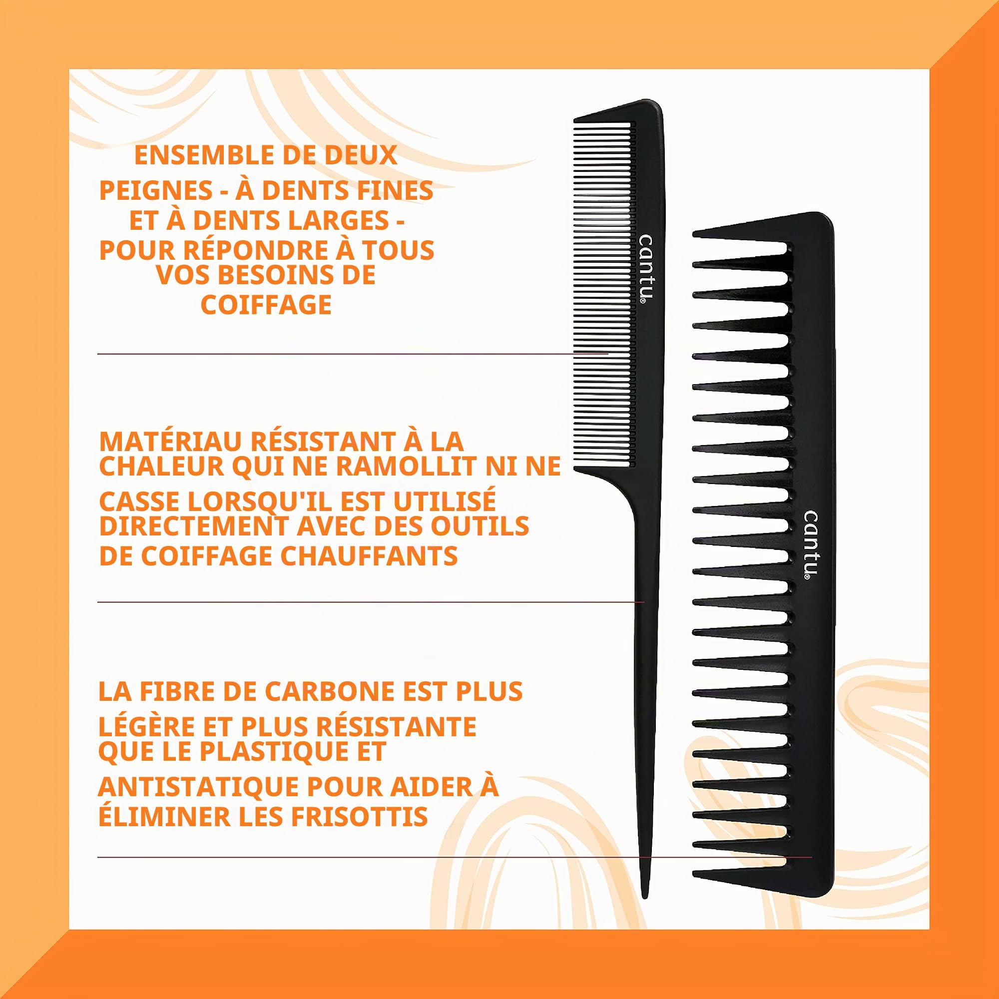 Cantu Accessories Peignes Fibre de Carbone Chaleur 250°C