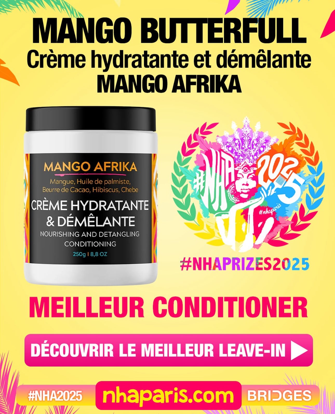 Mango Afrika Crème 2en1 crème hydratante démêlante 250ml