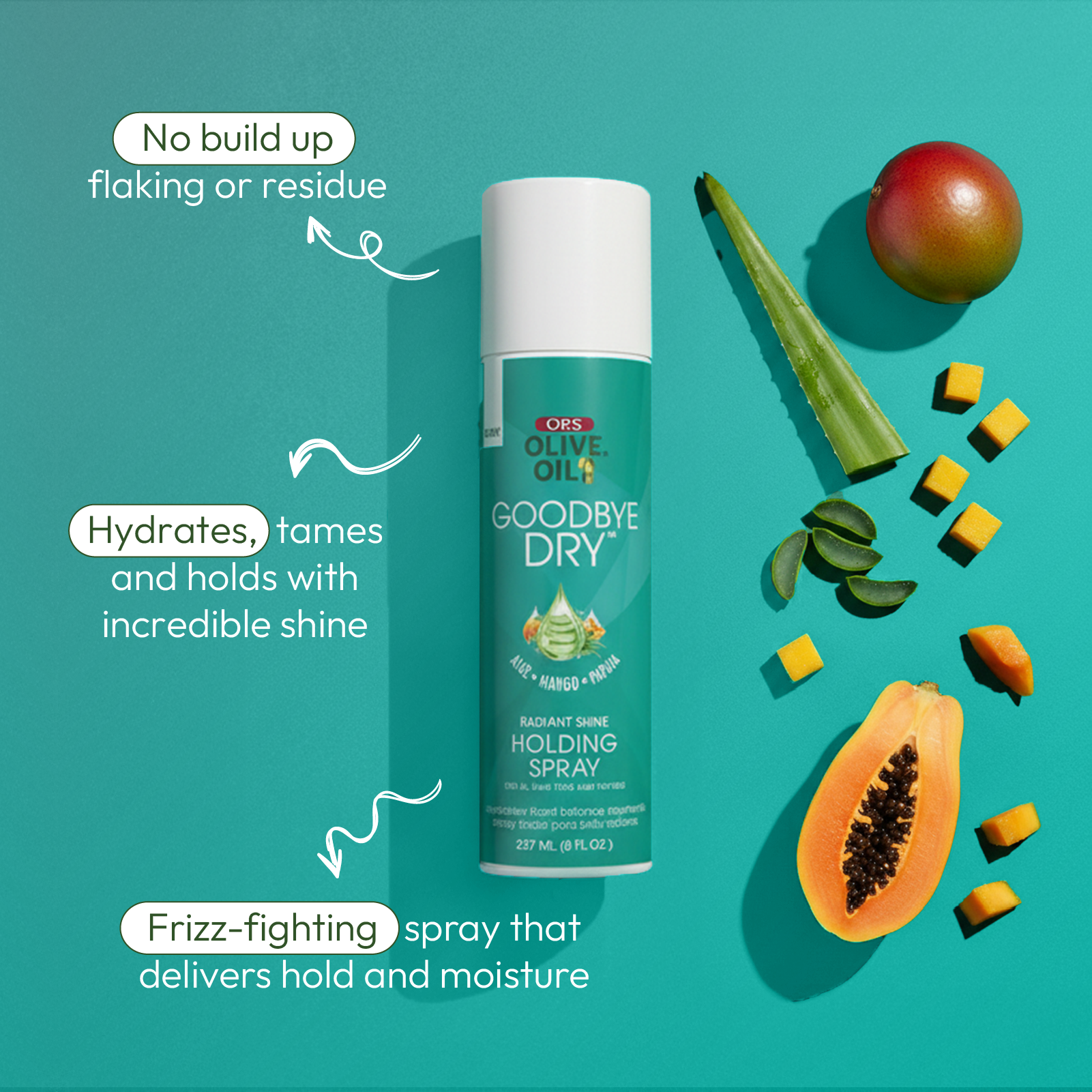 ORS Goodbye Dry Mousse 7 oz + Spray 8 oz Lot Hydratant