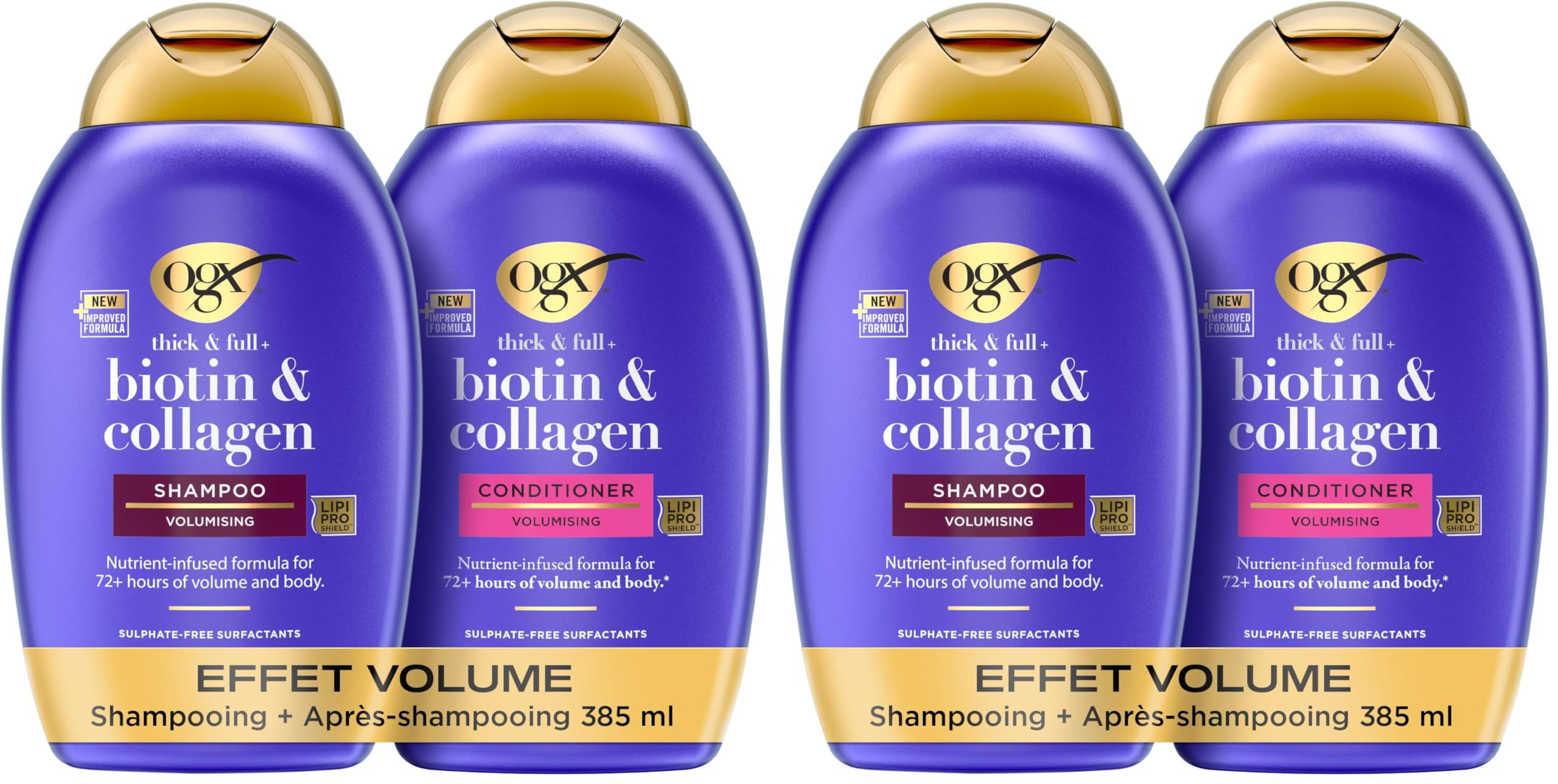 OGX Biotin & Collagen Shampooing Volumateur 2x192,5 ml
