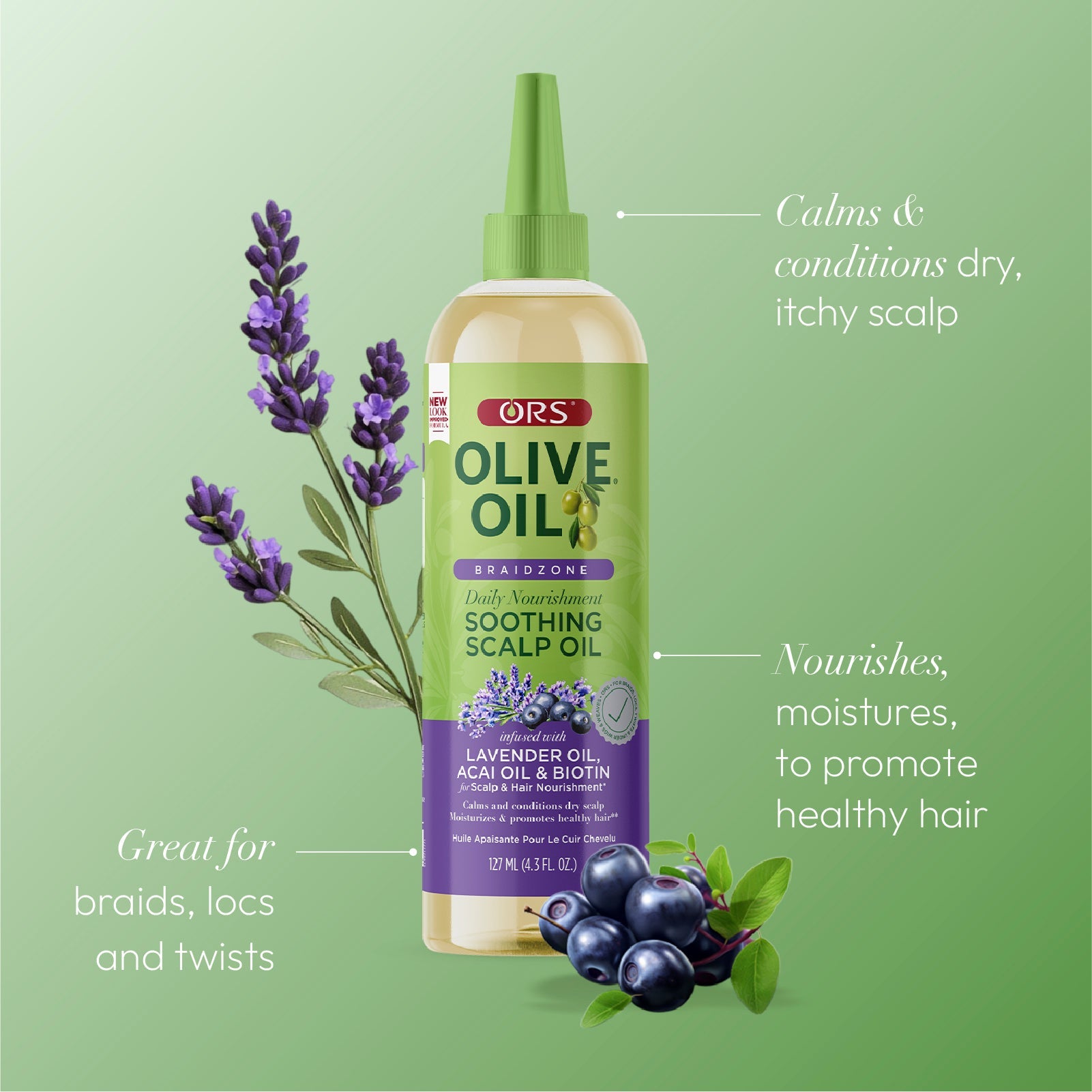ORS Braidzone Coffret crème + huile olive tresses cuir chevelu