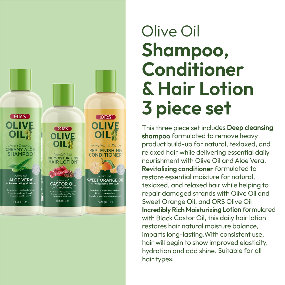 ORS Olive Oil coffret shampoing après-shampoing lotion 3 pièces