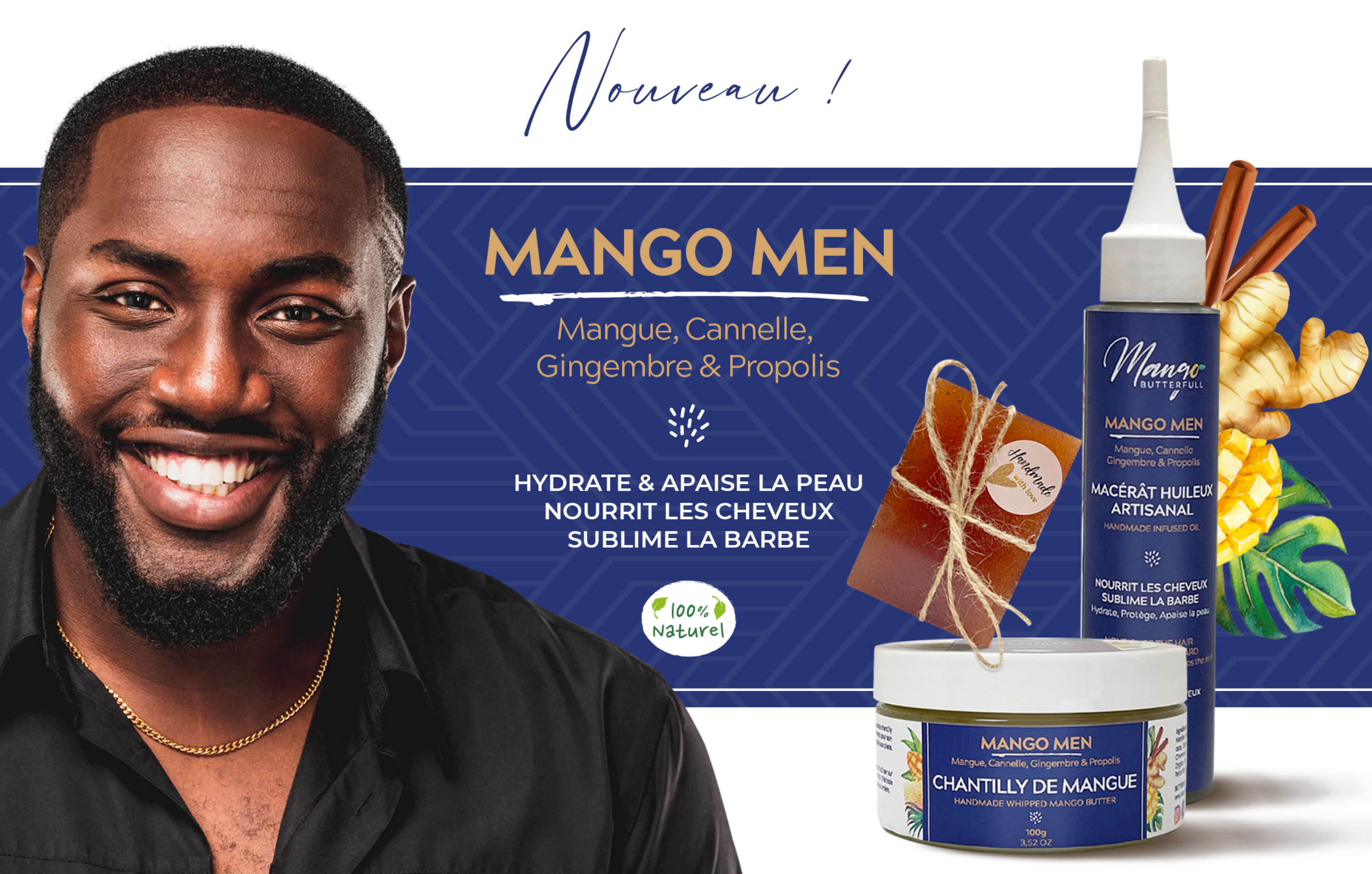 Mango Butterfull Mango Men Spray Hydratant Barbe Cheveux 200ml