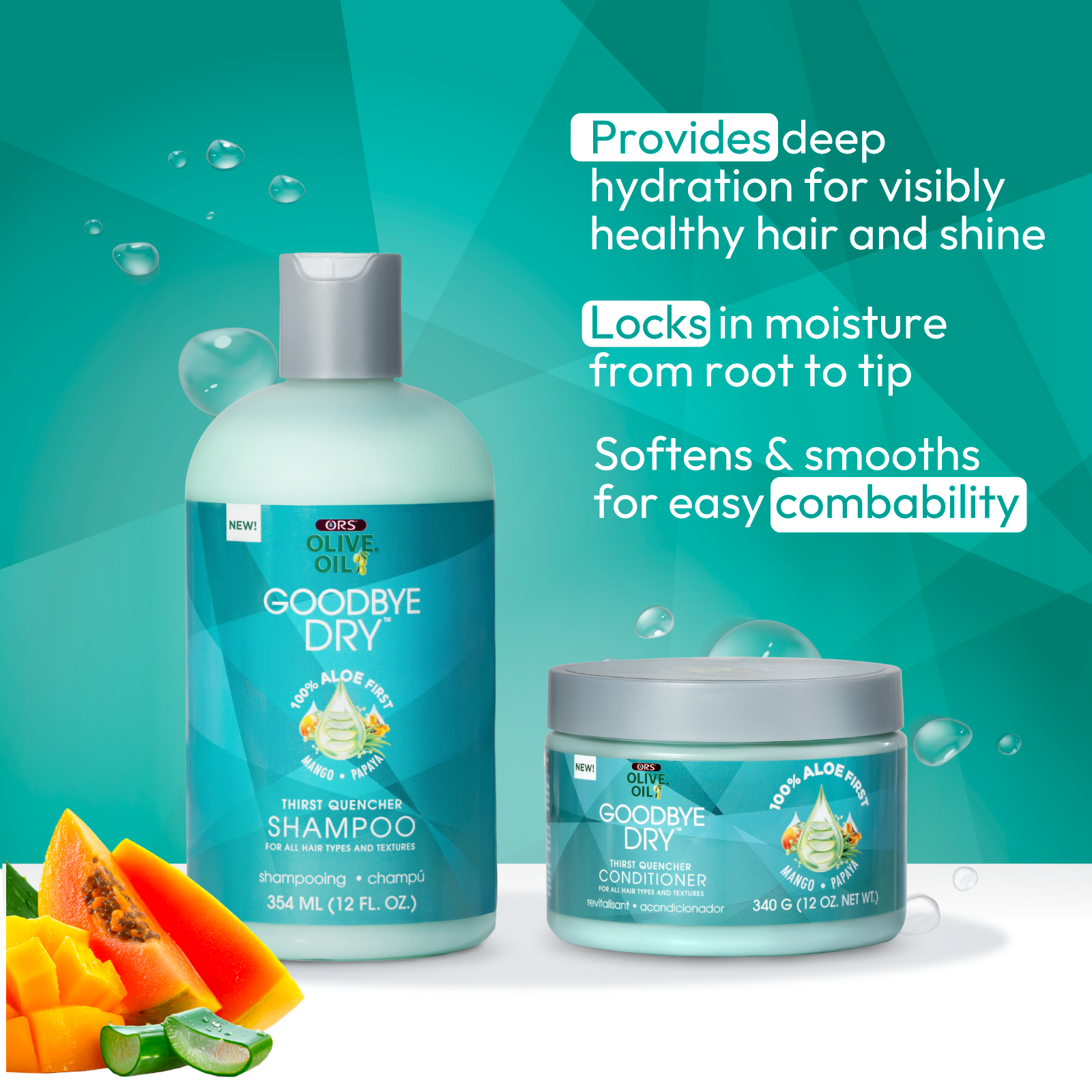ORS Goodbye Dry Duo Shampooing + Après-Shampooing 2x355 ml
