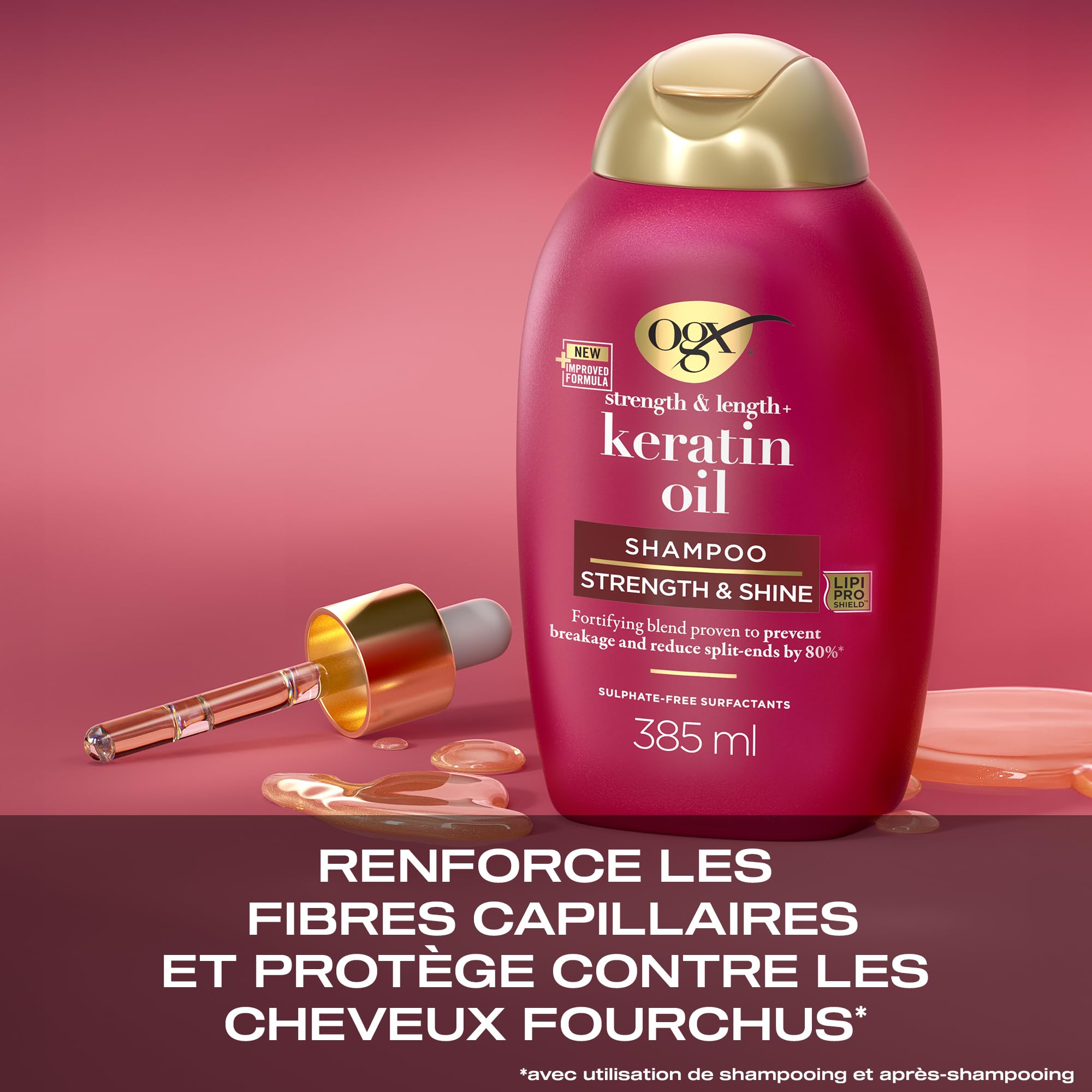 OGX Keratin Oil shampooing kératine 385 ml anti-casse