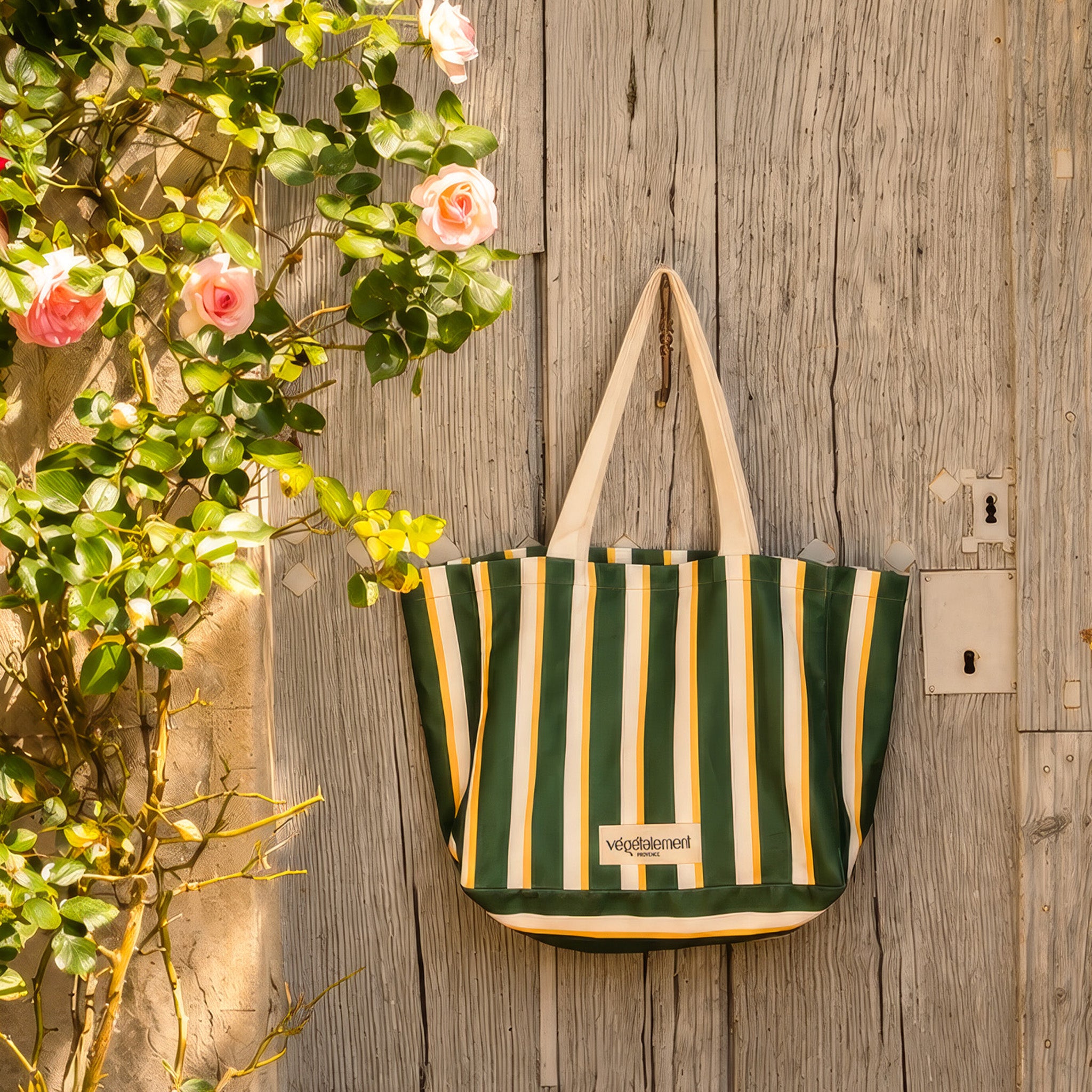 Végétalement Provence Art de Vivre Sac Cabas Summer Rayé Coton Grand Format