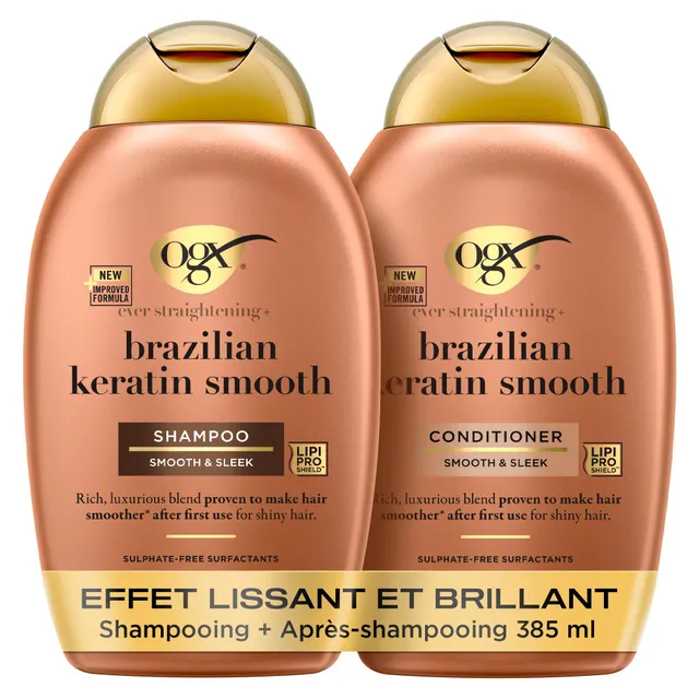 OGX Brazilian Keratin Smooth Duo Shampooing 2x385 ml Coco