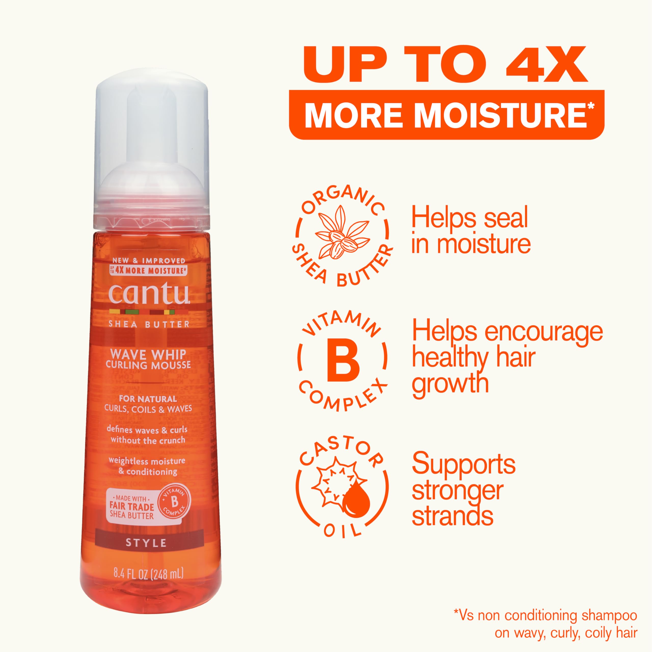 Cantu Curls Mousse Wave Whip Karité 248 ml