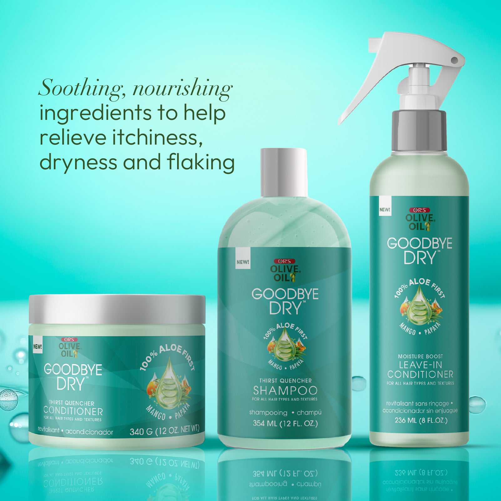 ORS Goodbye Dry Trio Shampooing + Après + Sans Rinçage Mangue