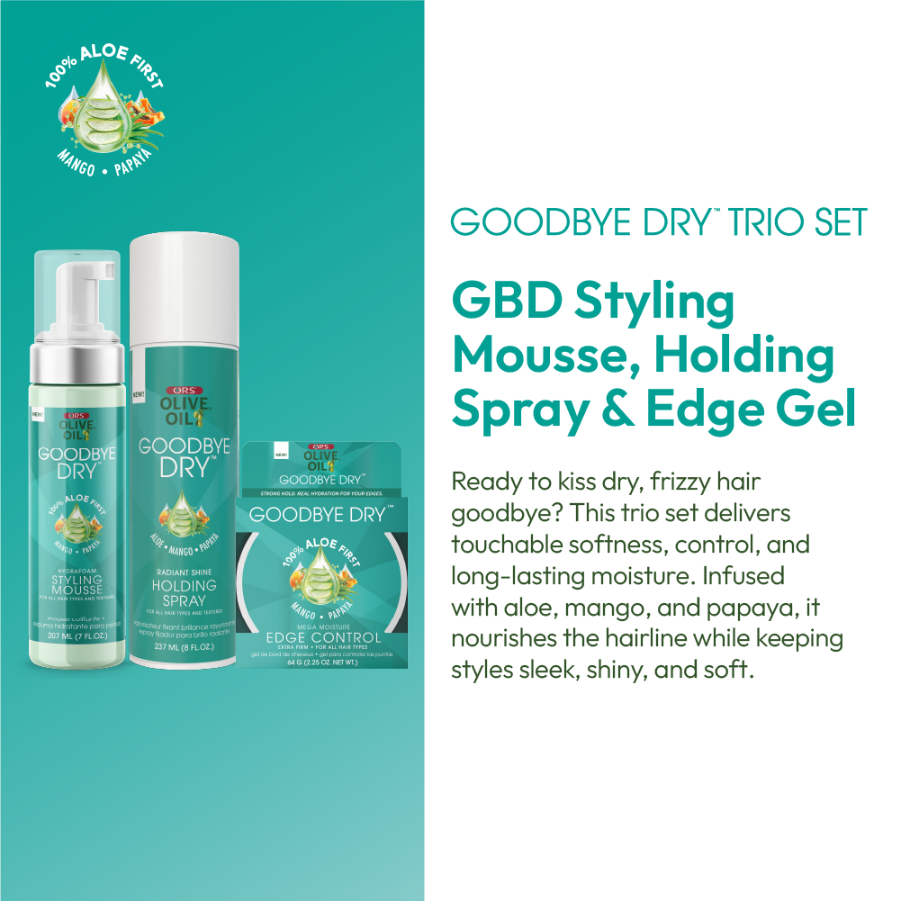 ORS Goodbye Dry coffret coiffage mousse laque edge 3 pièces tenue