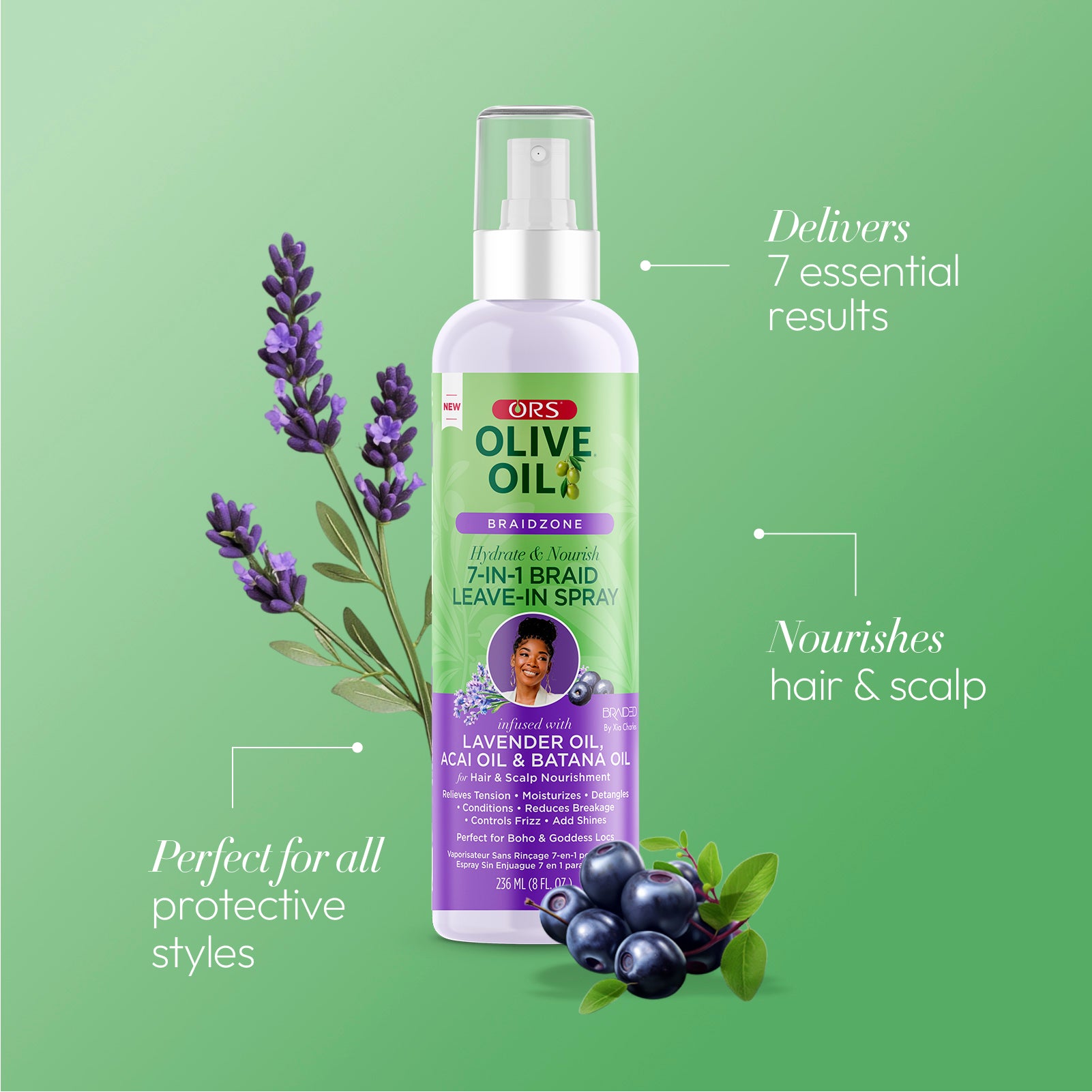 ORS Braidzone 7-en-1 spray tresses 236 ml hydratant