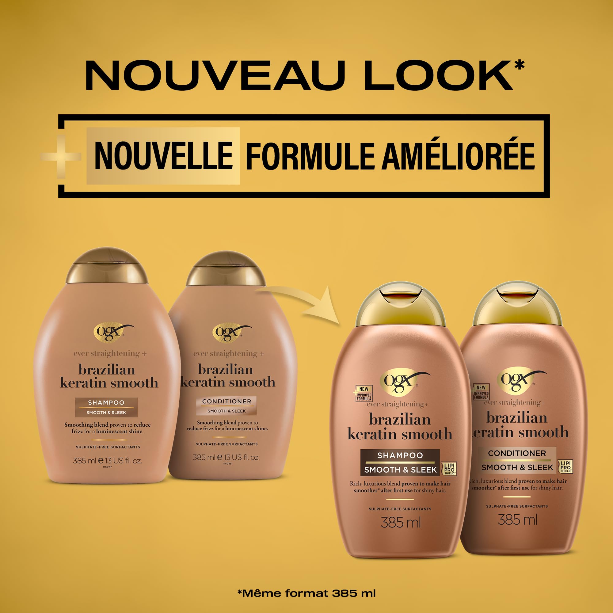 OGX Brazilian Keratin Smooth Après-Shampooing Lissant 385 ml Karité