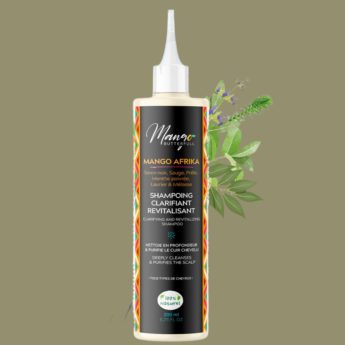 Mango Butterfull MANGO AFRIKA Shampoing clarifiant 200ml savon noir