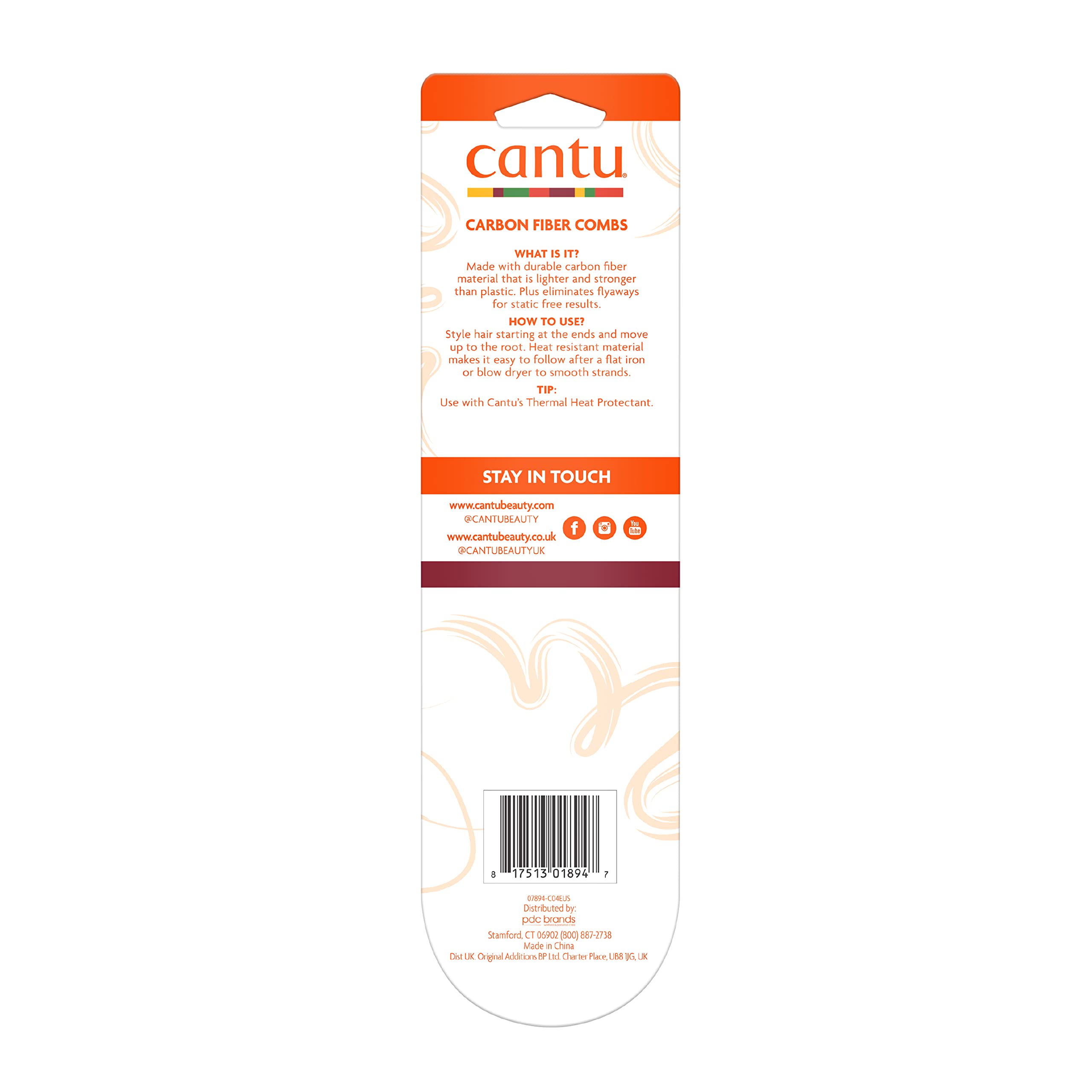 Cantu Accessories Peignes Fibre de Carbone Chaleur 250°C