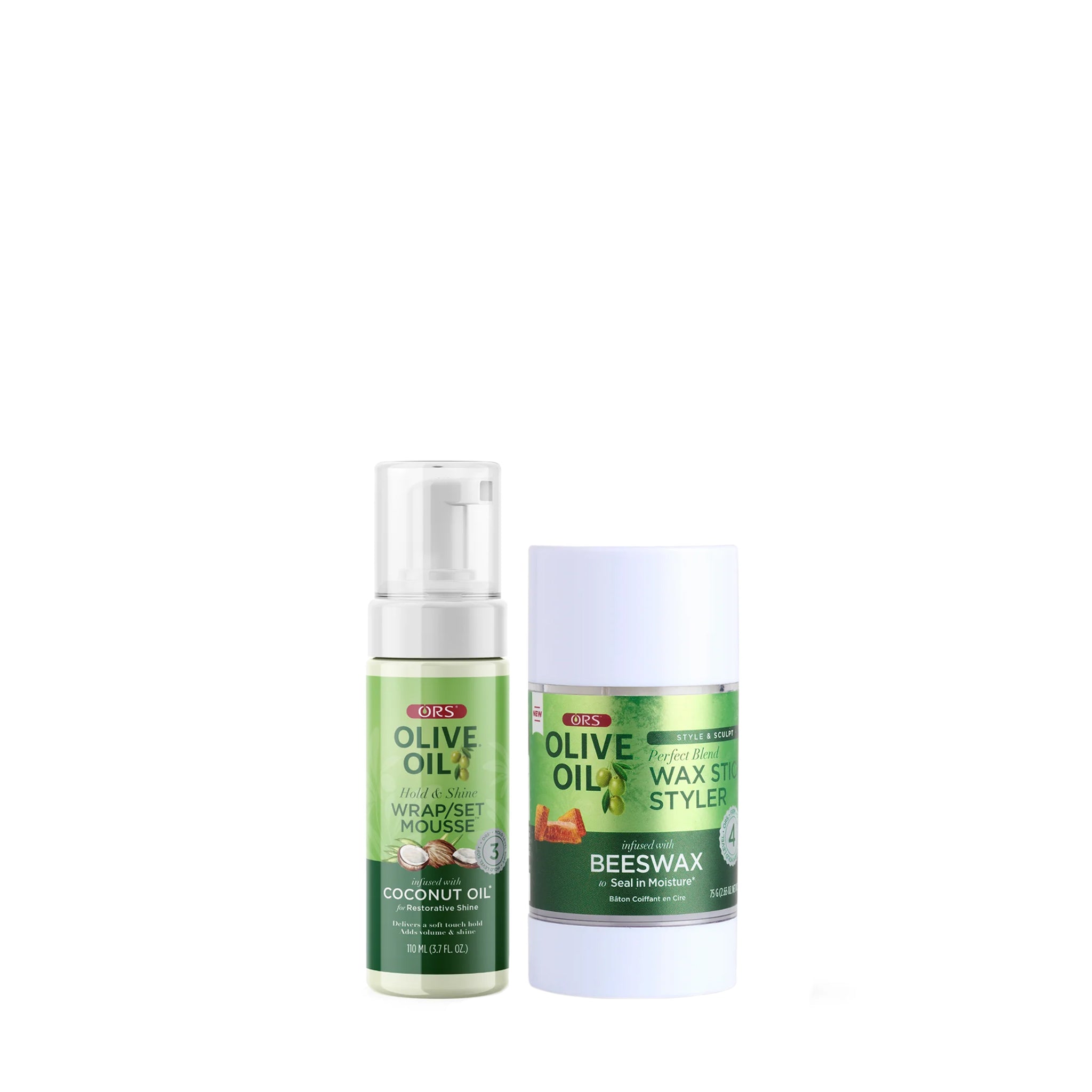 ORS Olive Oil Wrap Set Mousse + Wax Stick Lot 2 Coiffants