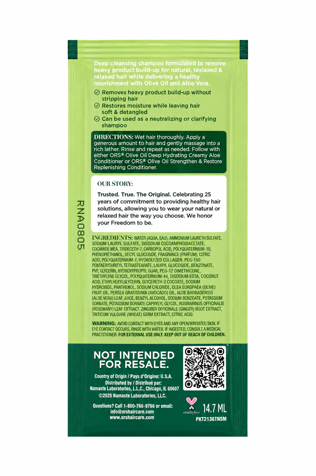 ORS Olive Oil Creamy Aloe Shampoo Échantillon 0.5 oz Doux