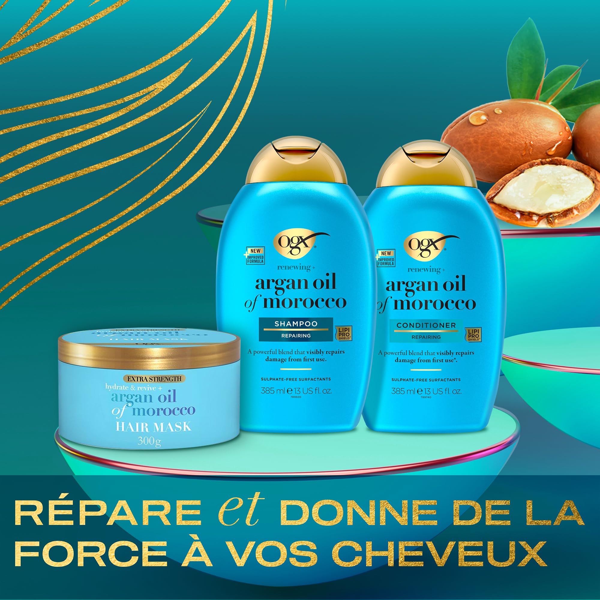 OGX Argan Oil of Morocco coffret cheveux lot de 3 anti-frisottis