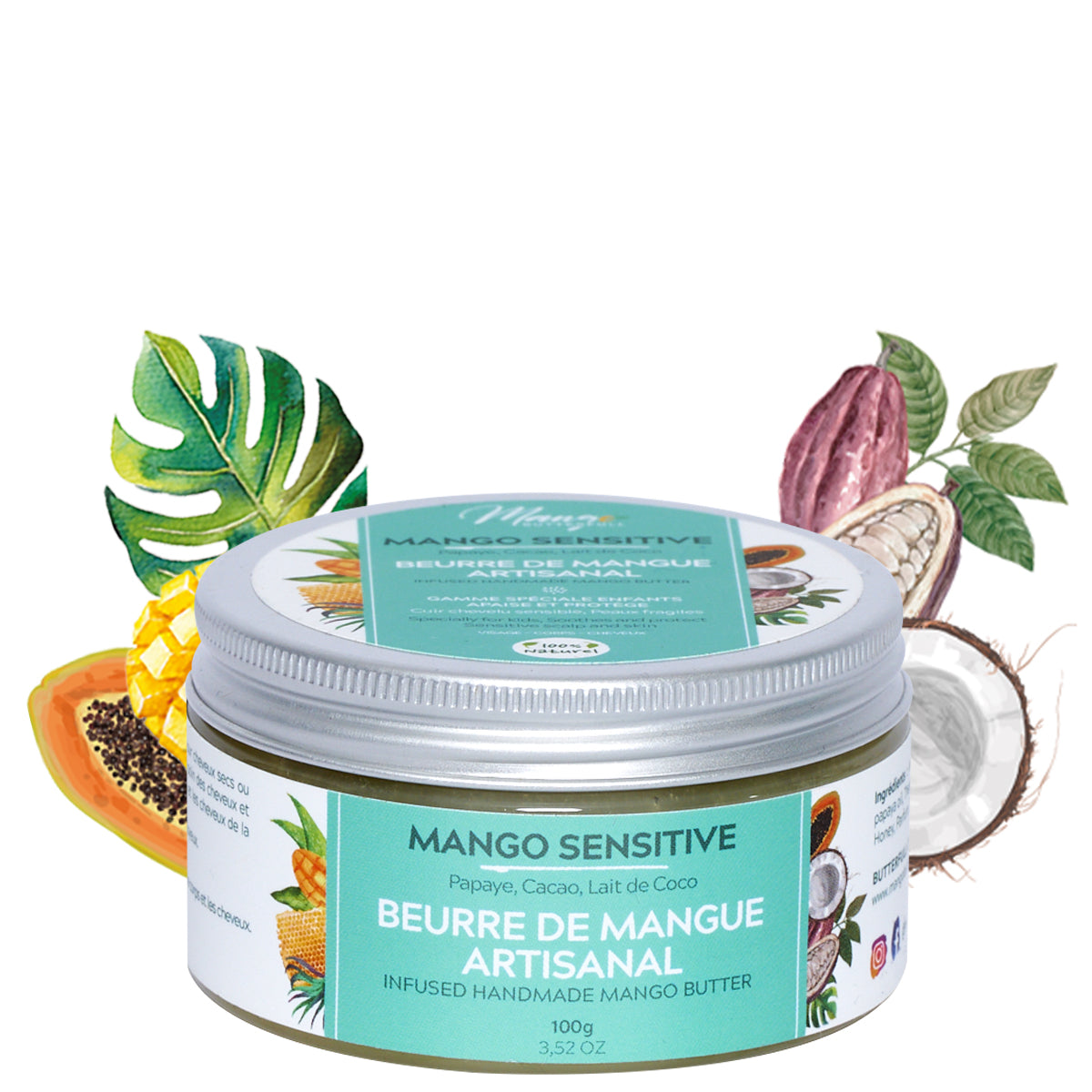 Mango Butterfull MANGO SENSITIVE Beurre mangue 250gr cacao coco