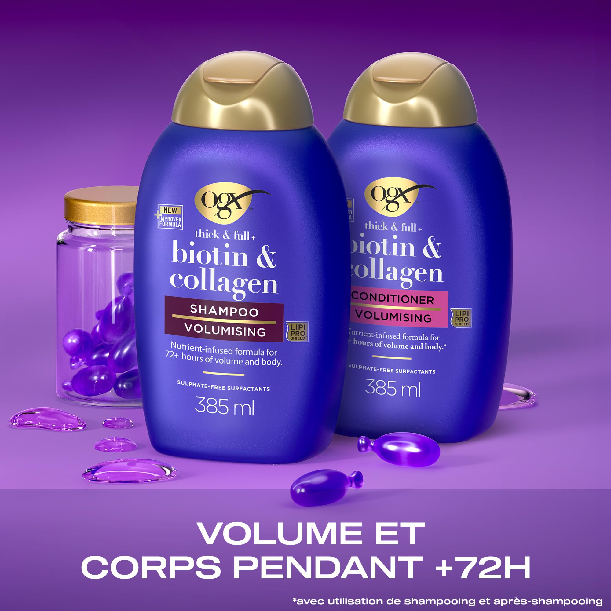 OGX Biotin & Collagen Shampooing Volumateur 2x192,5 ml