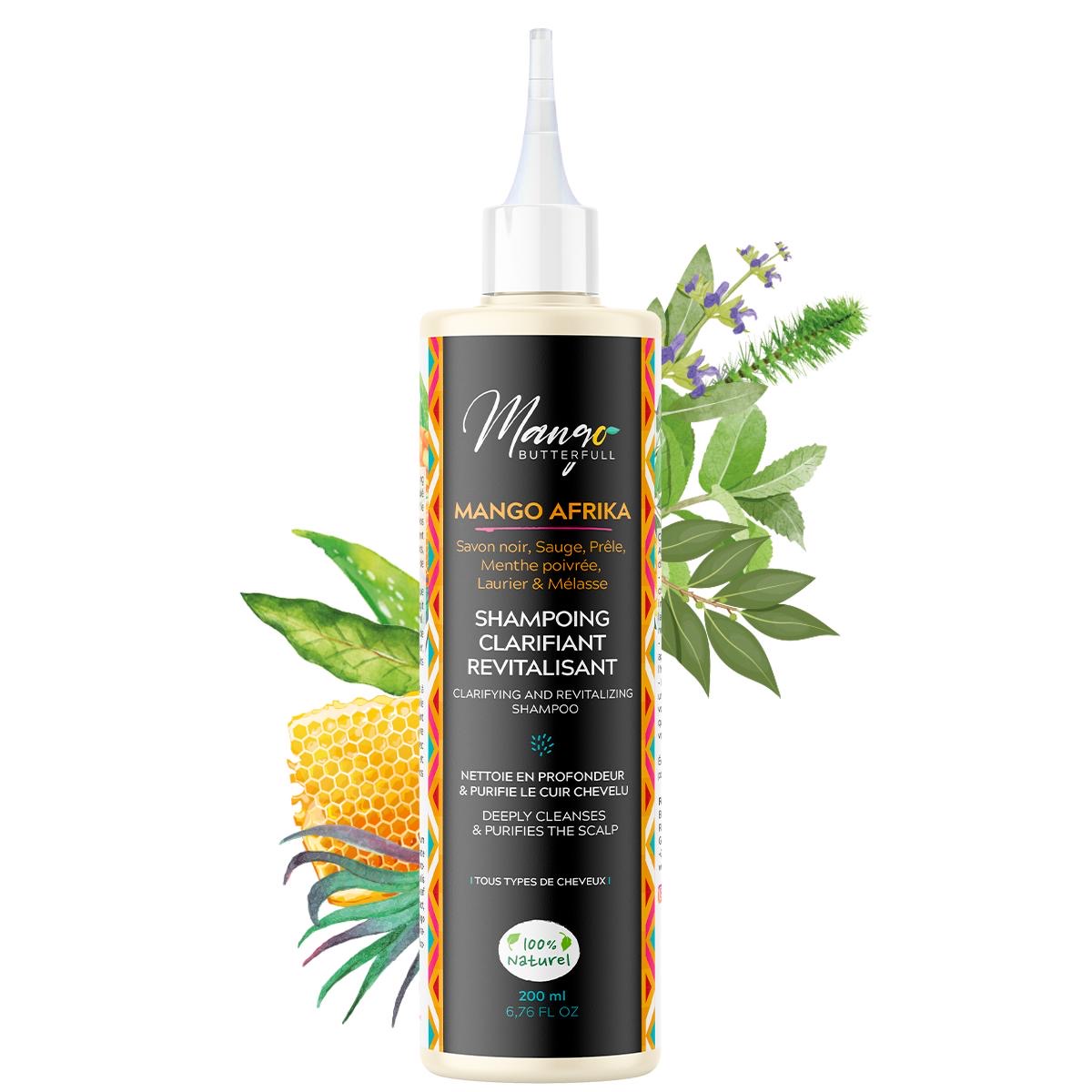 Mango Butterfull MANGO AFRIKA Shampoing clarifiant 200ml savon noir