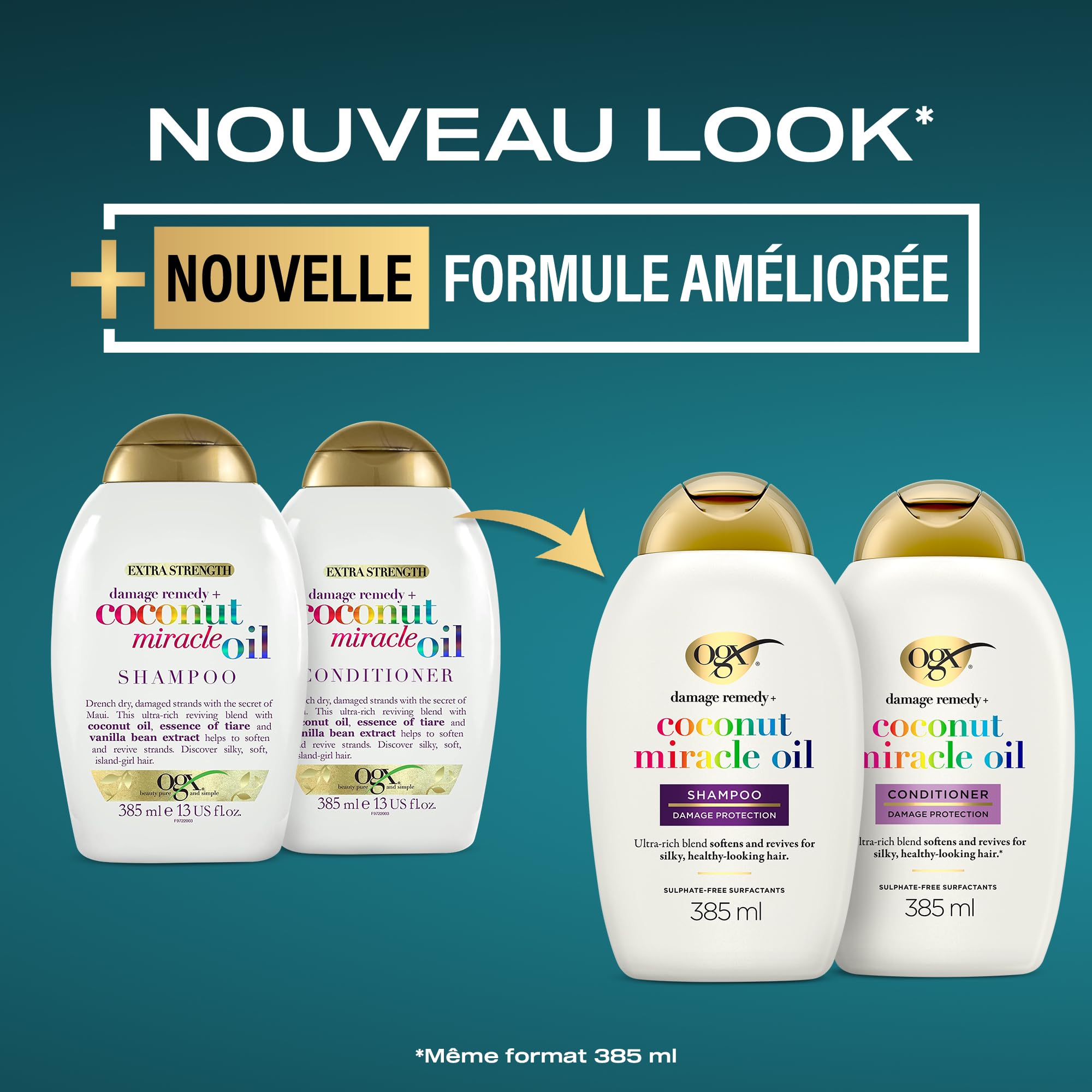 OGX Coconut Miracle Oil Après-Shampooing Réparateur 385 ml Lot 1