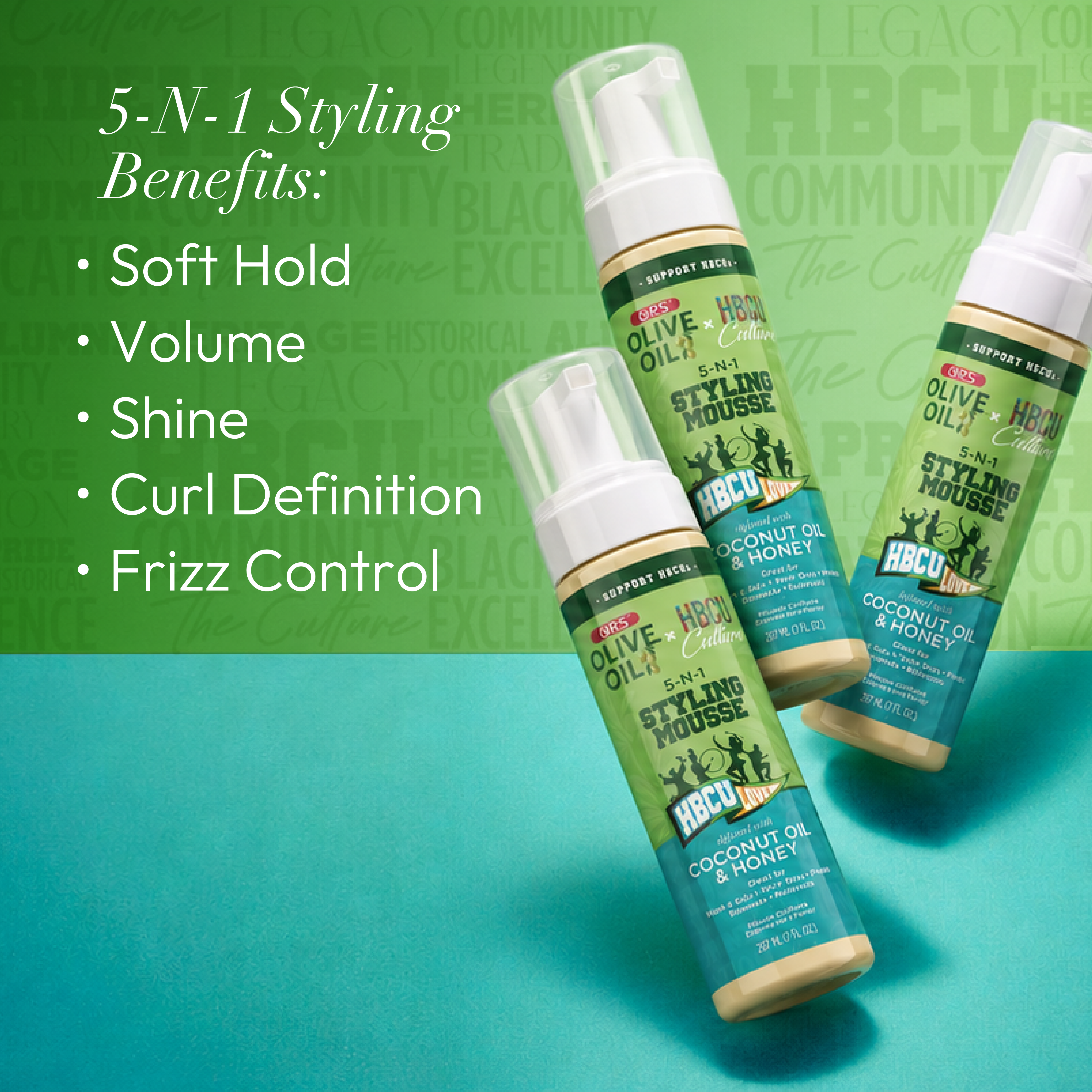 ORS Olive Oil HBCU Mousse Coiffante 5-en-1 Coco Miel 198 g