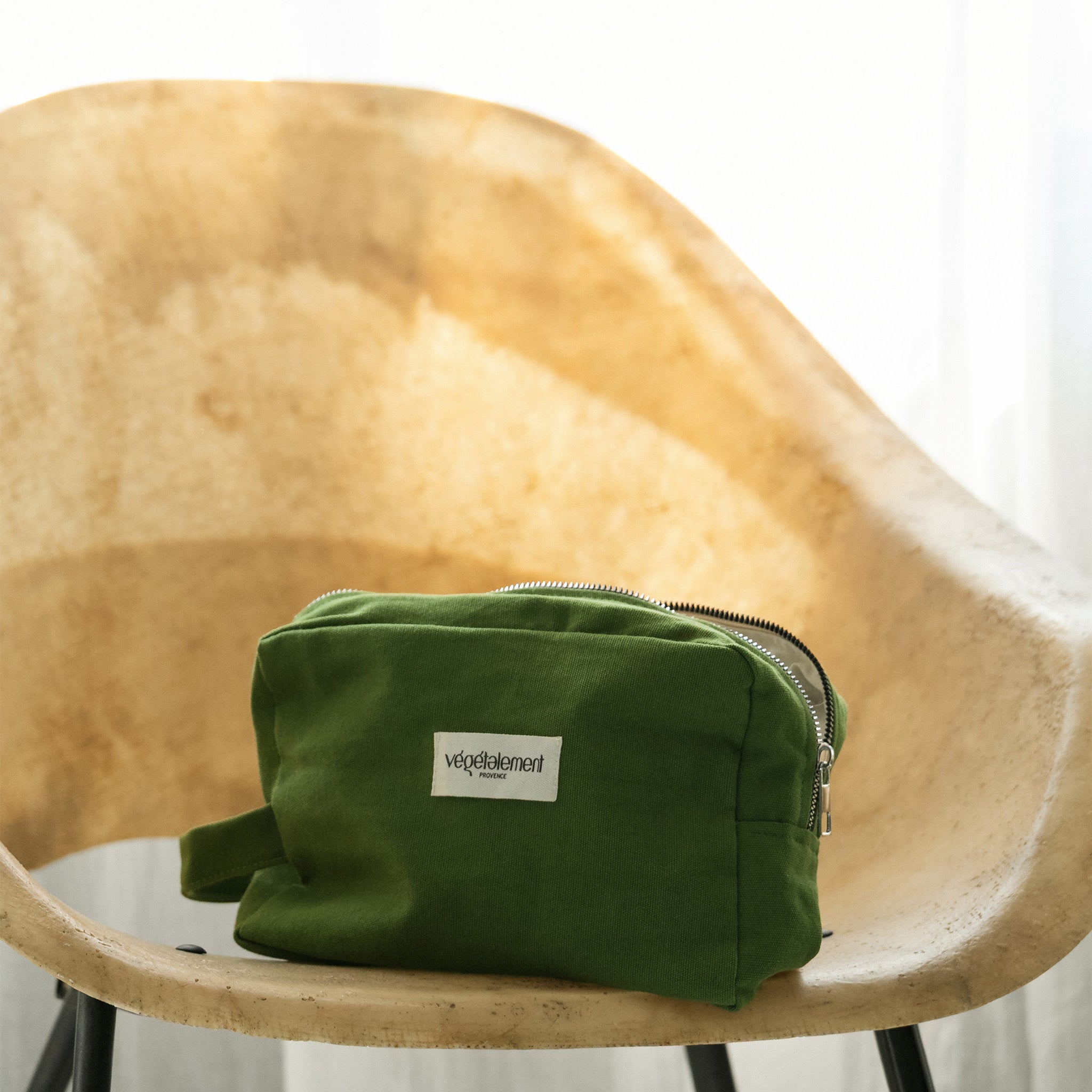 Végétalement Provence trousse toilette verte coton taille unique