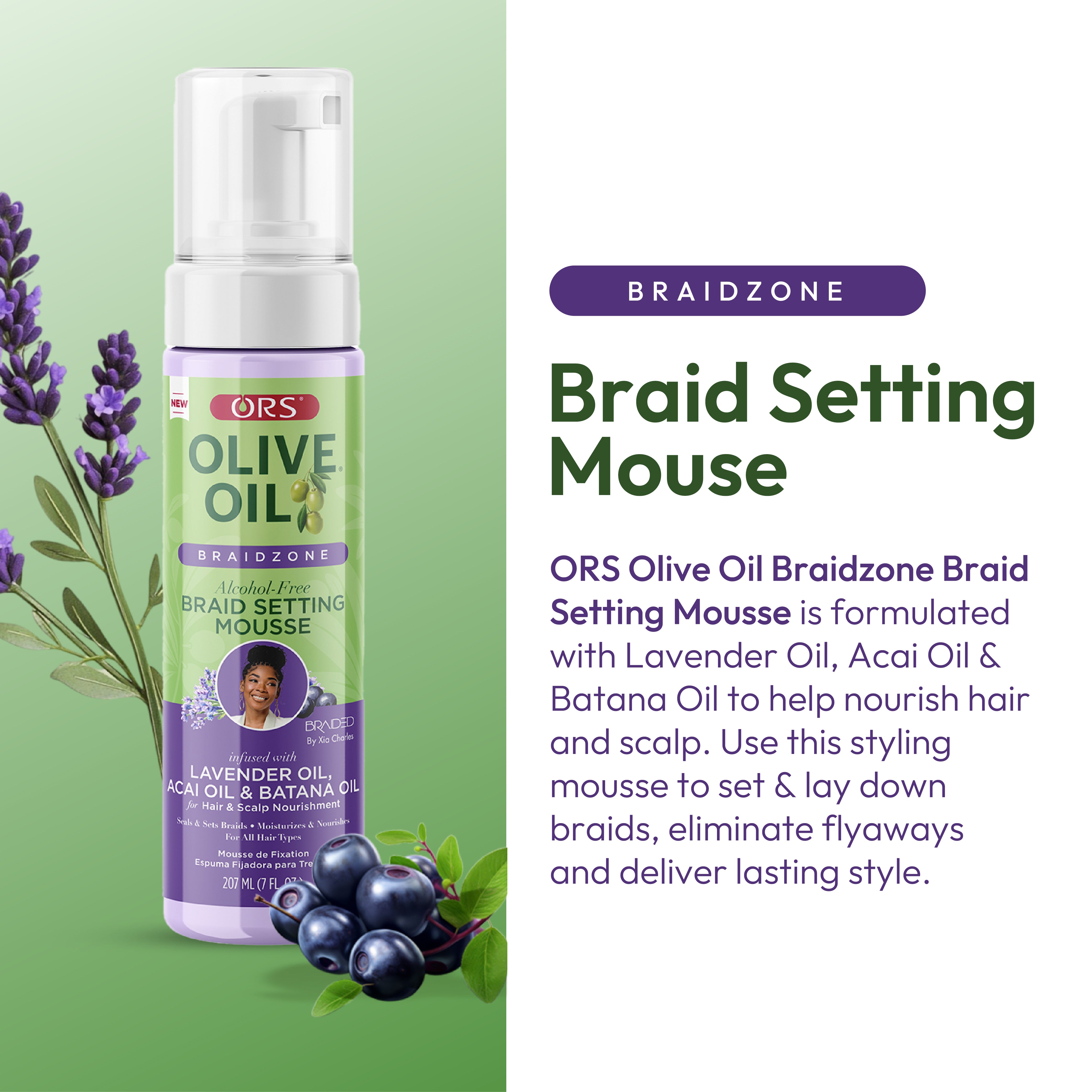 ORS Braidzone mousse coiffante tresses nourrissante 7 oz