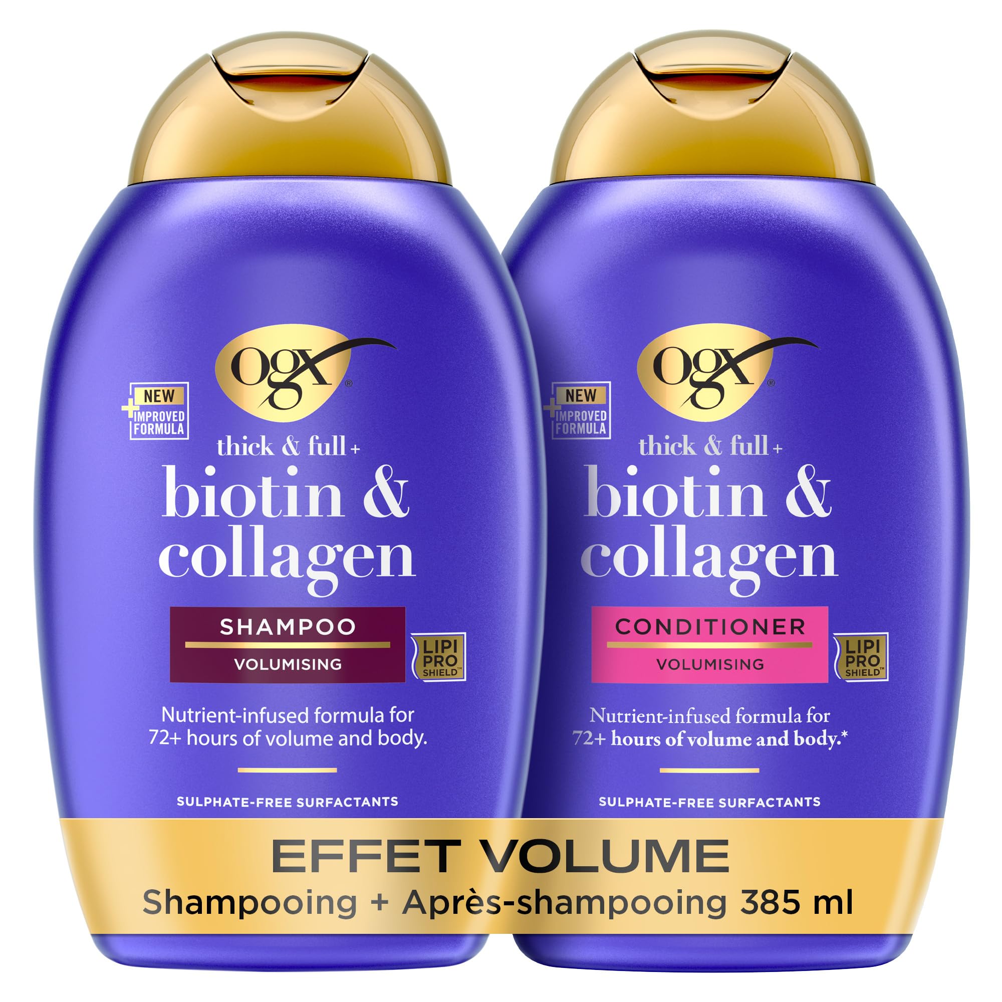 OGX Biotin & Collagen Shampooing Volumateur 2x192,5 ml