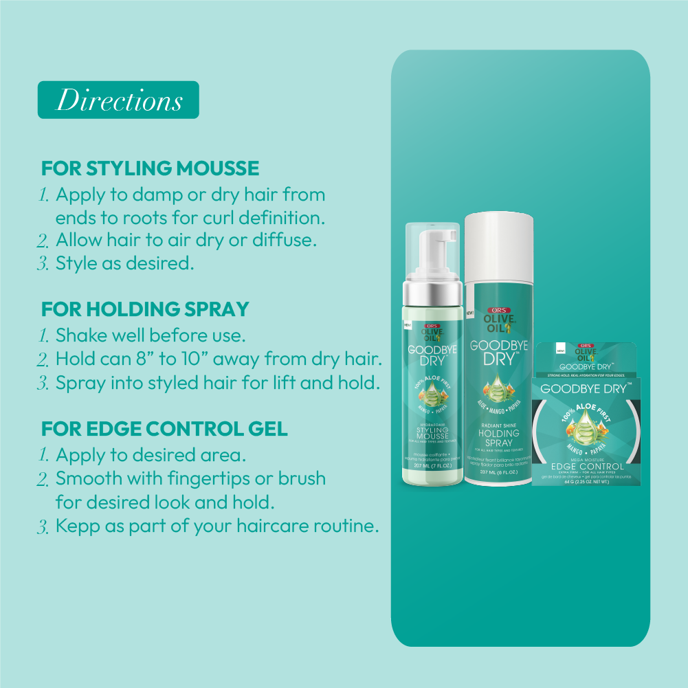ORS Goodbye Dry coffret coiffage mousse laque edge 3 pièces tenue