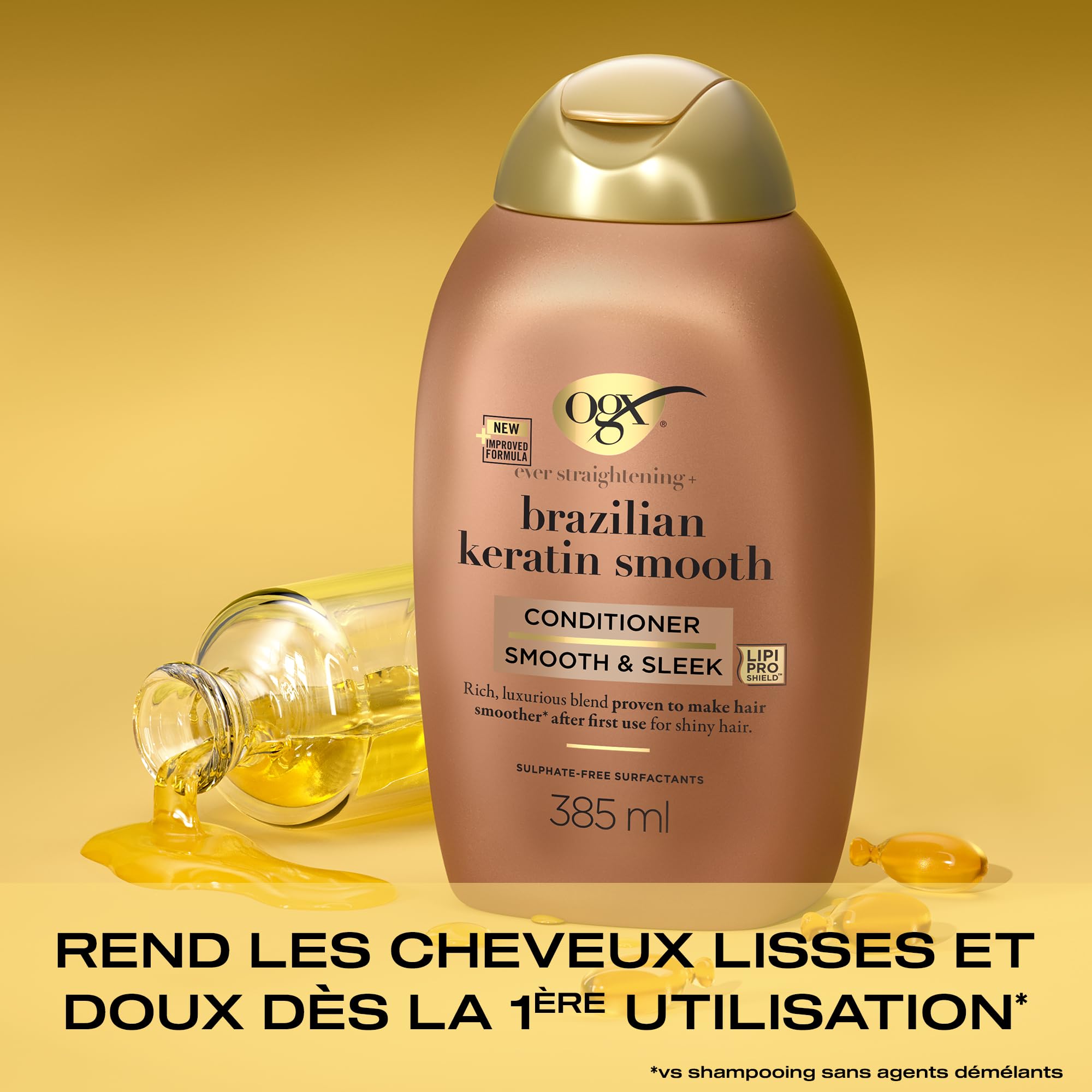 OGX Brazilian Keratin Smooth Après-Shampooing Lissant 385 ml Karité