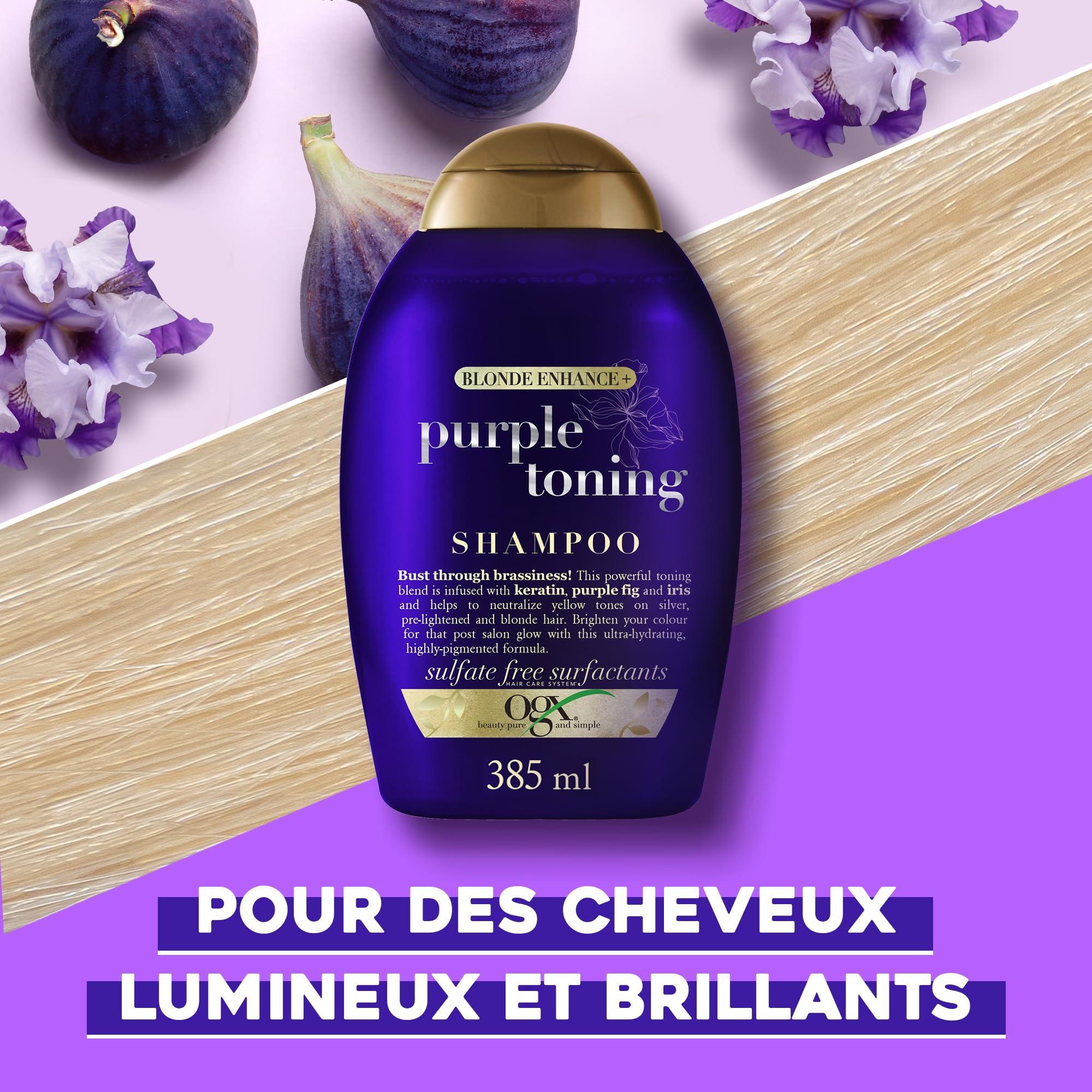 OGX Purple Toning Shampooing Violet Blonds 385 ml Kératine
