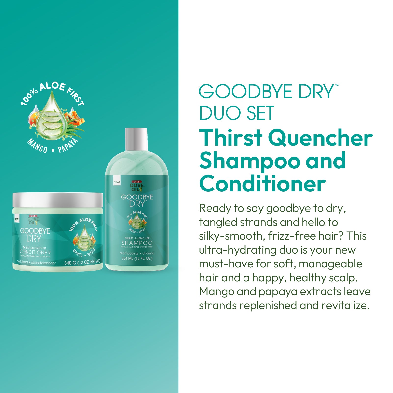 ORS Goodbye Dry Duo Shampooing + Après-Shampooing 2x355 ml